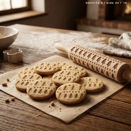 Christmas tree pattern rolling pin for Christmas shortbread cookies