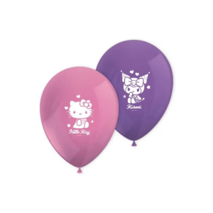 8 purple and fuchsia Kuromi Hello Kitty balloons