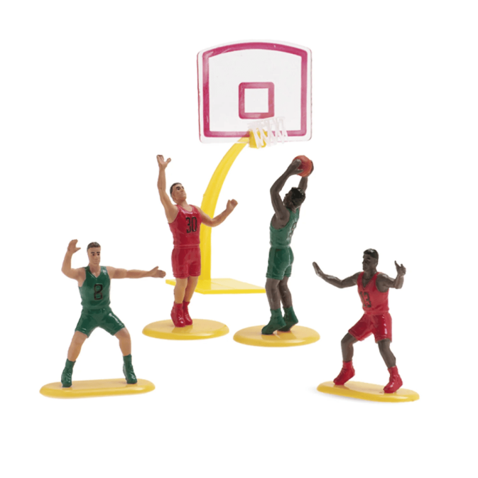 Basketball cake topper figurines - players in the middle of a game