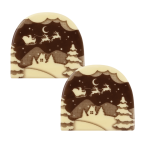 2 chocolate log ends shaped like Santa's sleigh