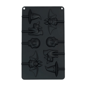 Halloween lollipop molds with skull, bat, cat and witch hat