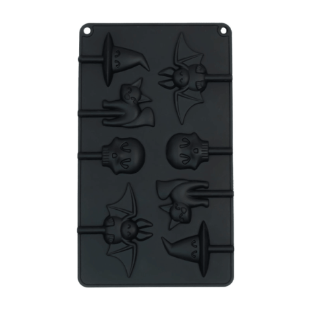 Halloween lollipop molds with skull, bat, cat and witch hat