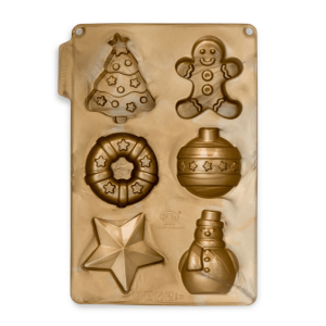 Silicone mold for 6 individual mini Christmas cakes