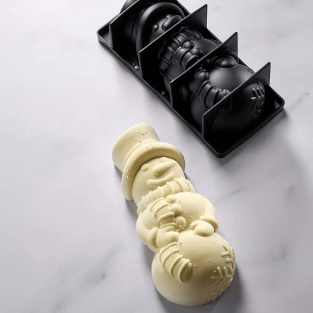 Iced Christmas log mold with snowman design - Pavoni Italia