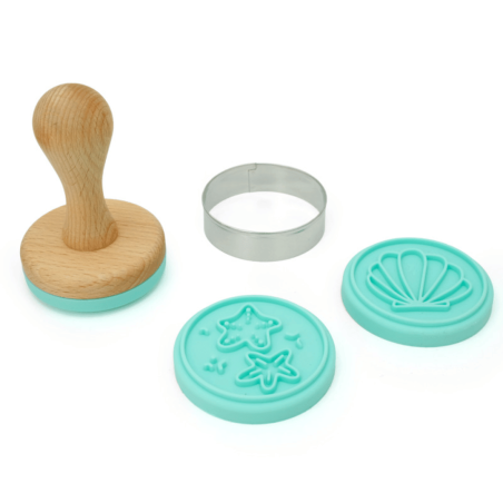 shortbread cookie stamp for mermaid birthday party