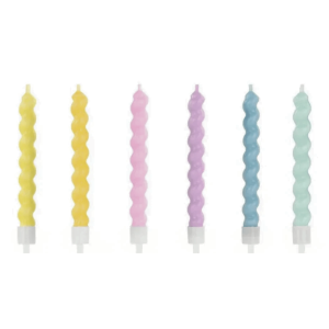Multicolored twisted birthday candles x6