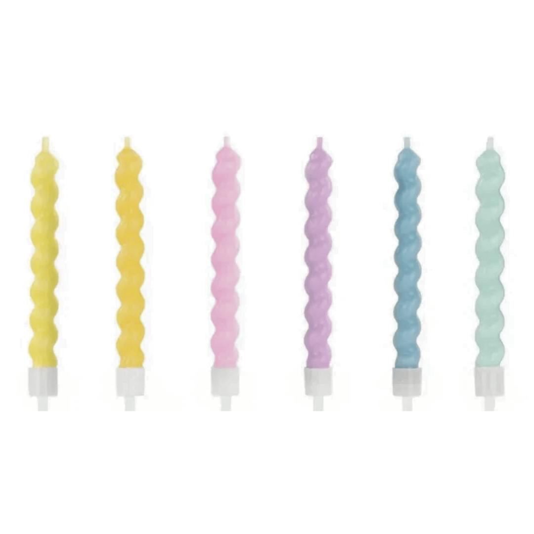 Multicolored twisted birthday candles x6