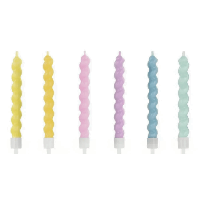 Multicolored twisted birthday candles x6