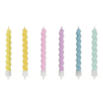 Multicolored twisted birthday candles x6