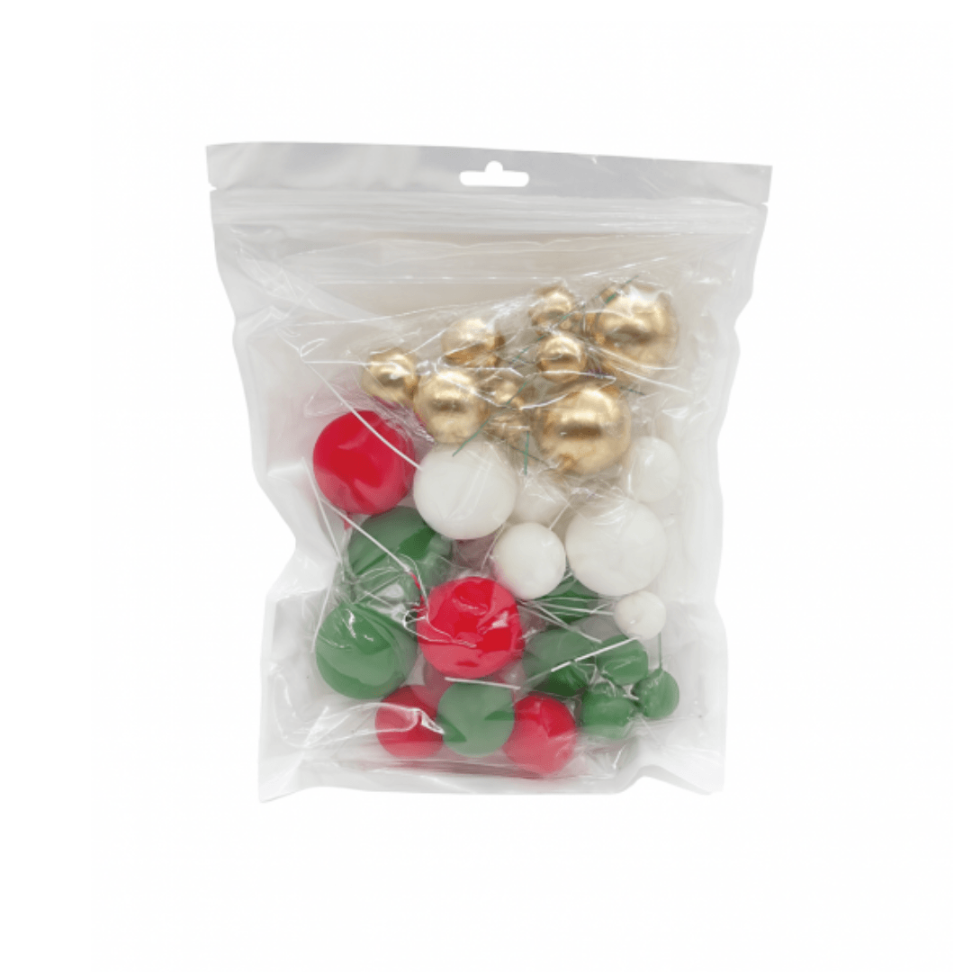 set of 32 decorative Christmas cake balls