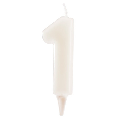 White-number-1-candle
