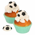 Sugar football decorations for cupcakes