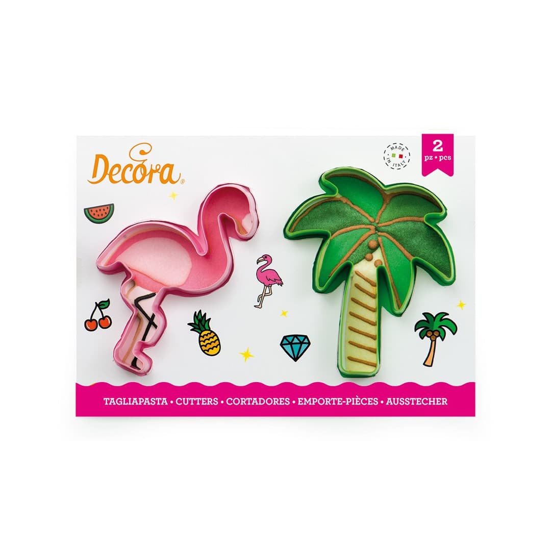 2-flamingo-and-palm tree cookie cutters