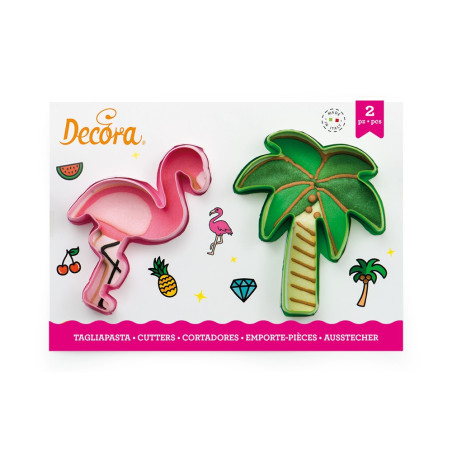 2-flamingo-and-palm tree cookie cutters