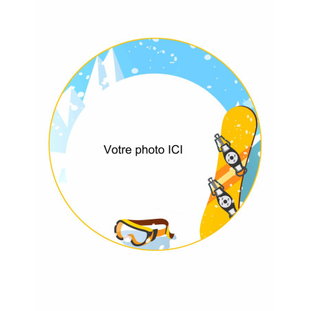 customizable round snowboard edible photo