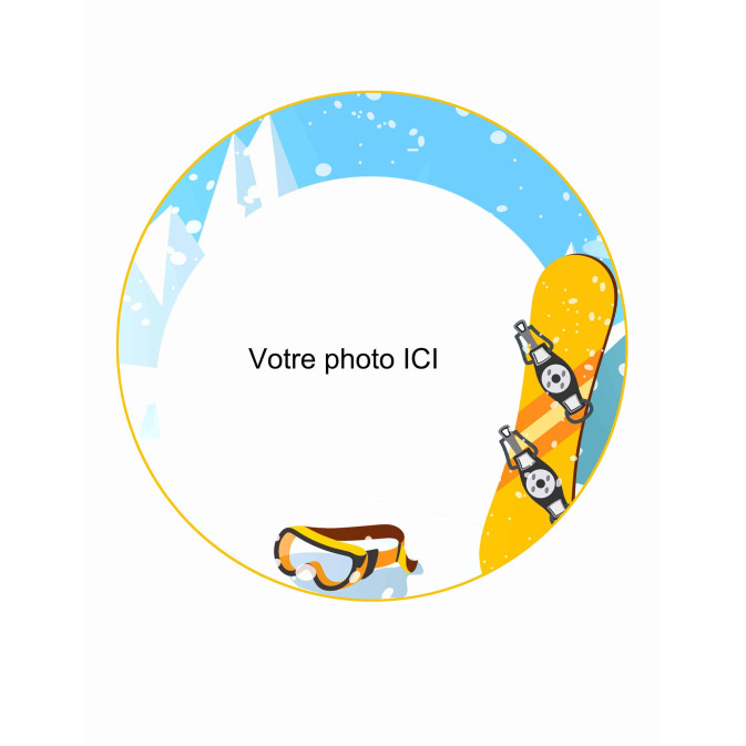 customizable round snowboard edible photo